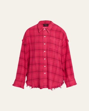 R13 Long-Sleeve Shredded Seam Shirt - Pink