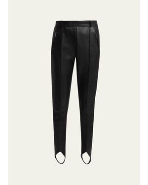 Balmain Leather Slim-Leg Stirrup Leggings - Black