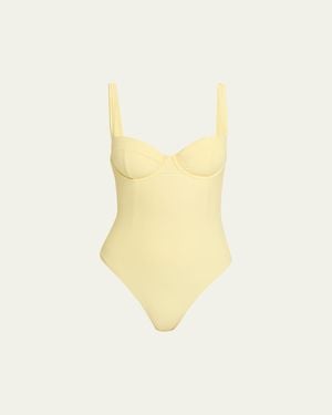 Jonathan Simkhai Kyle Bustier One-Piece Swimsuit - Yellow