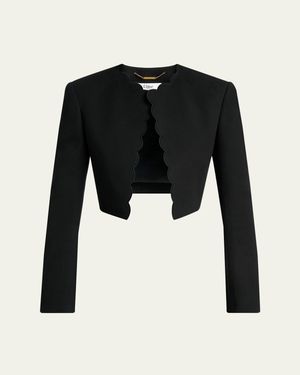 Chloé Scalloped Cavalry Cotton Crop Jacket - Black