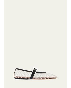 Paris Texas Sveva Net Mary Jane Ballerina Flats - Natural