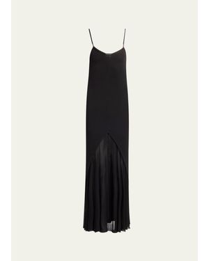 Giorgio Armani Sheer Skirt Panel Jersey Dress - Black