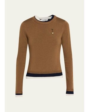 Monse Triple-Layer Wool Crewneck Sweater - Brown