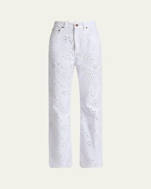 デニム・ジーパン CHLOE Straight jeans White Chloé High Rise Wide Leg Jeans In Denim | Chloé US