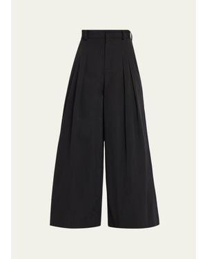 Rosie Assoulin Wide-Leg Cotton Double-Pleat Pants - Black