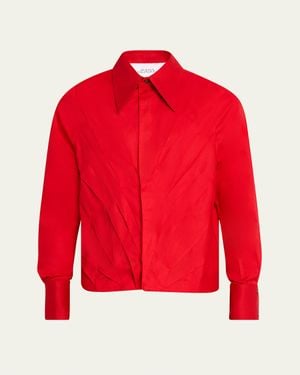 Bianca Saunders Multi-Pleat Poplin Blouson Jacket - Red