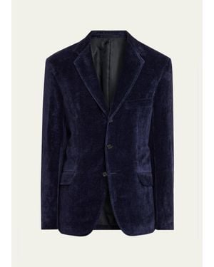 Jil Sander Velvet Single-Breasted Jacket - Blue