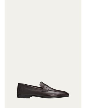 Bergdorf Goodman Buffalo Leather Penny Loafers - White