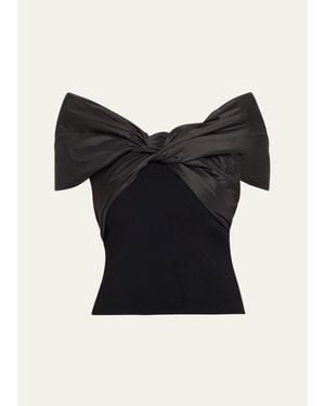 Jonathan Simkhai Celiana Combo Off-The-Shoulder Top - Black