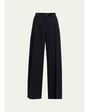 Nackiyé Hutton Satin-Waistband Wide-Leg Pants - Blue