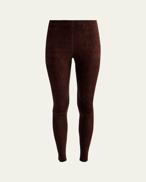 Alice + Olivia Lennox Mid-Rise Suede Leggings - Purple