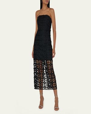 chinese dress ladies Amur Women's Milly Strapless Pleated Maxi Dress - Navy