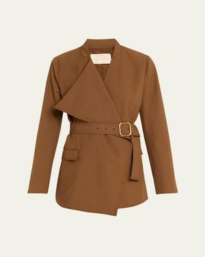 Ulla Johnson Zehra Draped Blazer Jacket With Belt - Brown