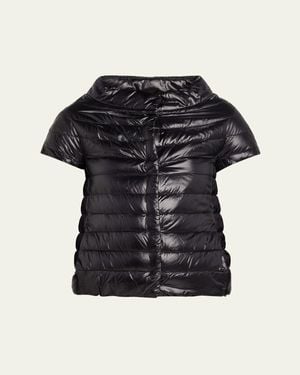 Herno Emilia Water-Resistant Ultralight Nylon Puffer Cape - Black