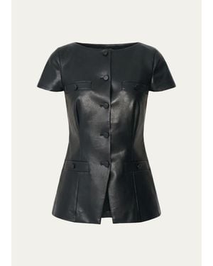Toccin Ilya Bateau-Neck Vegan Leather Vest - Black