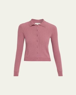 Vince Pointelle Wool Cardigan - Pink