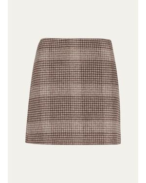 Theory Plaid Tweed Mini Skirt - Brown
