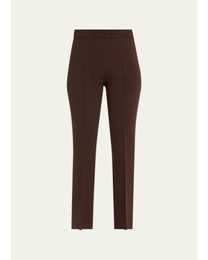 High Sport Kick Cotton-Knit Kickflare Ankle Pull-On Pants - Brown