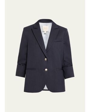 Twp Boyfriend Single-Breasted Stretch Wool Blazer - Blue