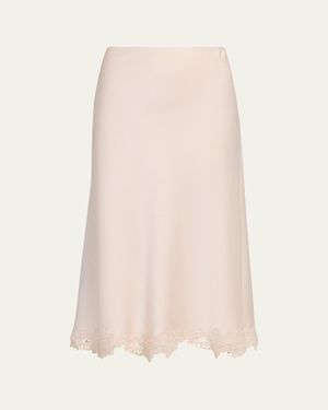 Kobi Halperin Brooks Lace-Trim Midi Skirt - Natural