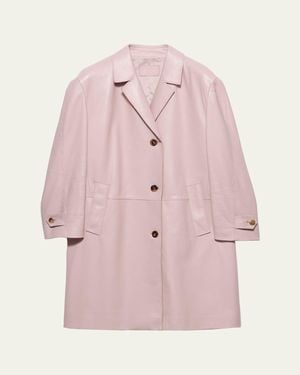 Prada Nappa Leather Single-Breasted Long Coat - Pink