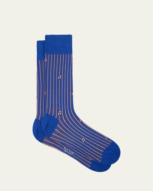 Paul Smith Othello Music Stripe Crew Socks - Blue