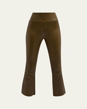 SPRWMN High-Waist Flare-Leg Cropped Leather Leggings - Natural