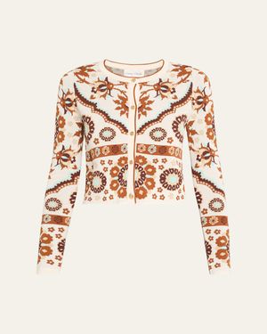 Cara Cara Ila Printed Knit Cardigan - White
