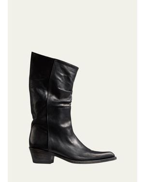 KHAITE Clive Calfskin Moto Boots - Black