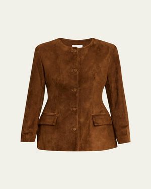 AEXAE Contoured Suede Jacket - Brown