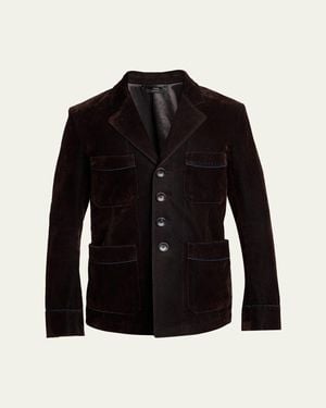 Tom Ford Wool Patch Pocket Single-Breasted Blazer - Black