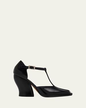 Loewe Onda Leather T-Bar Pumps - White