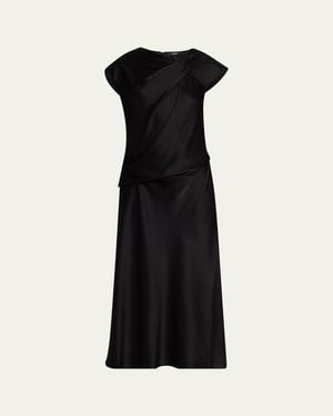 Theory Satin Twist Bodice Dress - Black