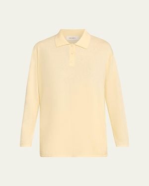 Lisa Yang Caisa Cotton-Cashmere Knit Polo Sweater - Natural