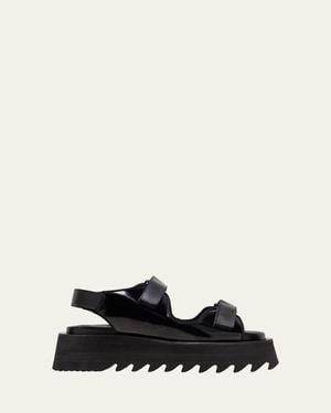 Junya Watanabe Glossy Dual-grip Sporty Platform Sandals - Black
