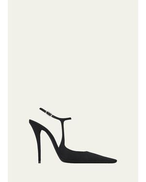 Saint Laurent 110Mm Manon Silk Ankle-Strap Pumps - White