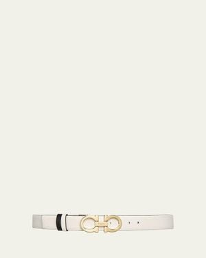 Ferragamo Reversible Leather Gancini Belt - Natural