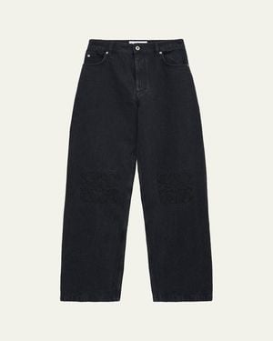 Loewe Tonal Anagram Baggy Wide-Leg Jeans - Blue