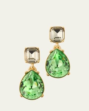 Oscar de la Renta Crystal Drop Earrings - Green