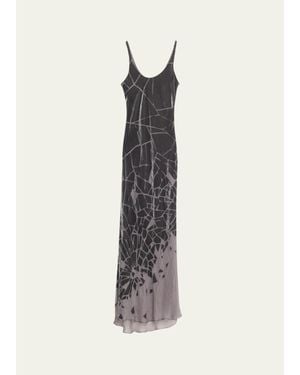 GRACE LING Cracked Velvet Burnout Bias-Cut Maxi Dress - White