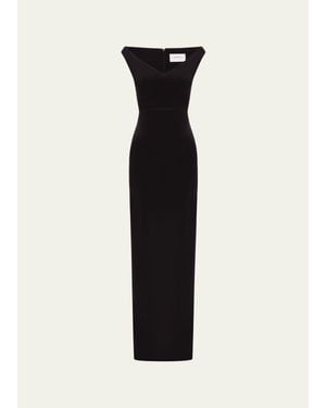 Alex Perry Off-The-Shoulder V-Neck Satin Crepe Gown - Black