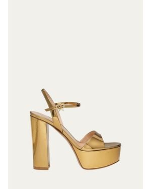 Gianvito Rossi 120Mm Leather Platform Sandals - Natural