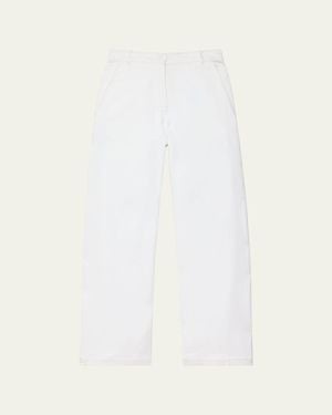 Another Tomorrow Carpenter Denim Wide-Leg Pants - White