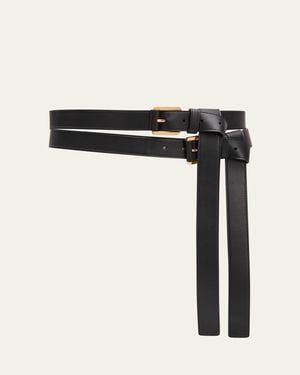 Michael Kors Allegra Leather Double Waist Belt - Black