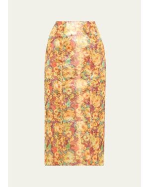 Markarian Tammy Metallic Floral Jacquard Midi Skirt