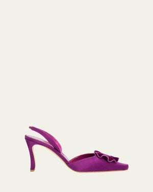 Manolo Blahnik 90Mm Caulosli Satin Slingback Pumps - Pink
