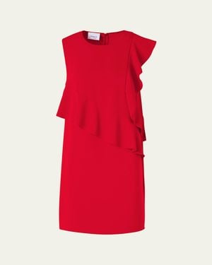 Akris Punto Ruffle Sleeveless Mini Shift Dress - Red