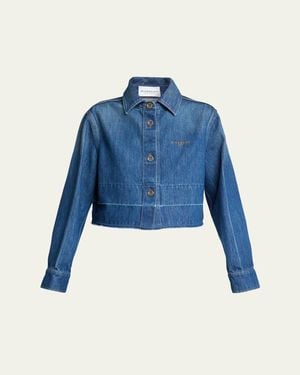Givenchy Cropped Raw-Edge Cotton Denim Jacket - Blue