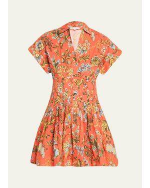 Cara Cara Nash Printed Button-Front Mini Dress - Orange