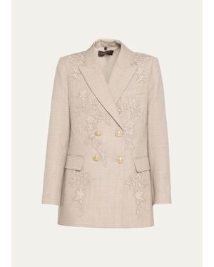 Kobi Halperin Floral-Embroidered Wool Jacket - Natural